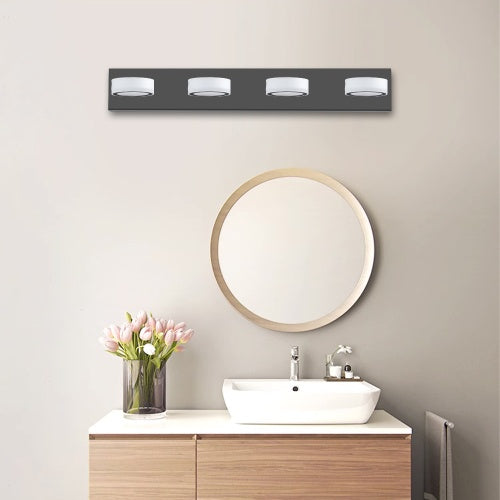 Modern 4-Light Black LED Vanity Mirror Light – Adjustable Wall Fixture