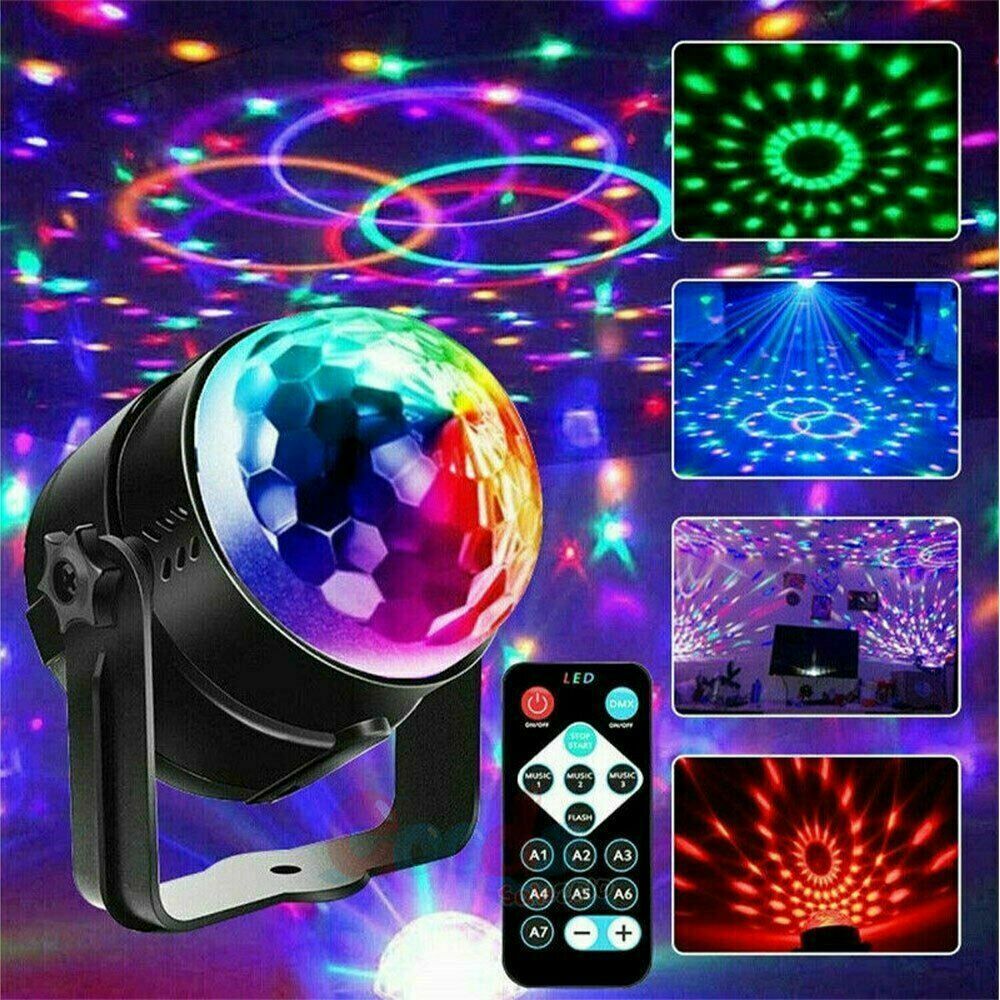 Sound Activated Disco Party Light – 7-Color LED Strobe Ball with Remote Control