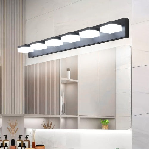 Modern 6-Light Black LED Vanity Mirror Light – Sleek Wall Fixture