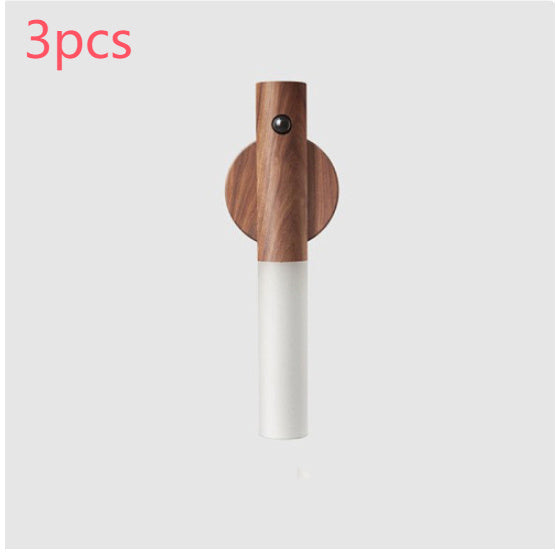Auto Motion Sensor LED Night Light – Magnetic Wood Wireless Wall Lamp