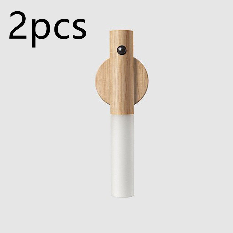 Auto Motion Sensor LED Night Light – Magnetic Wood Wireless Wall Lamp