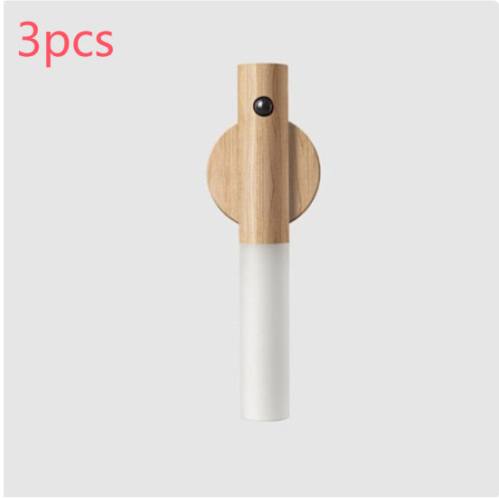 Auto Motion Sensor LED Night Light – Magnetic Wood Wireless Wall Lamp