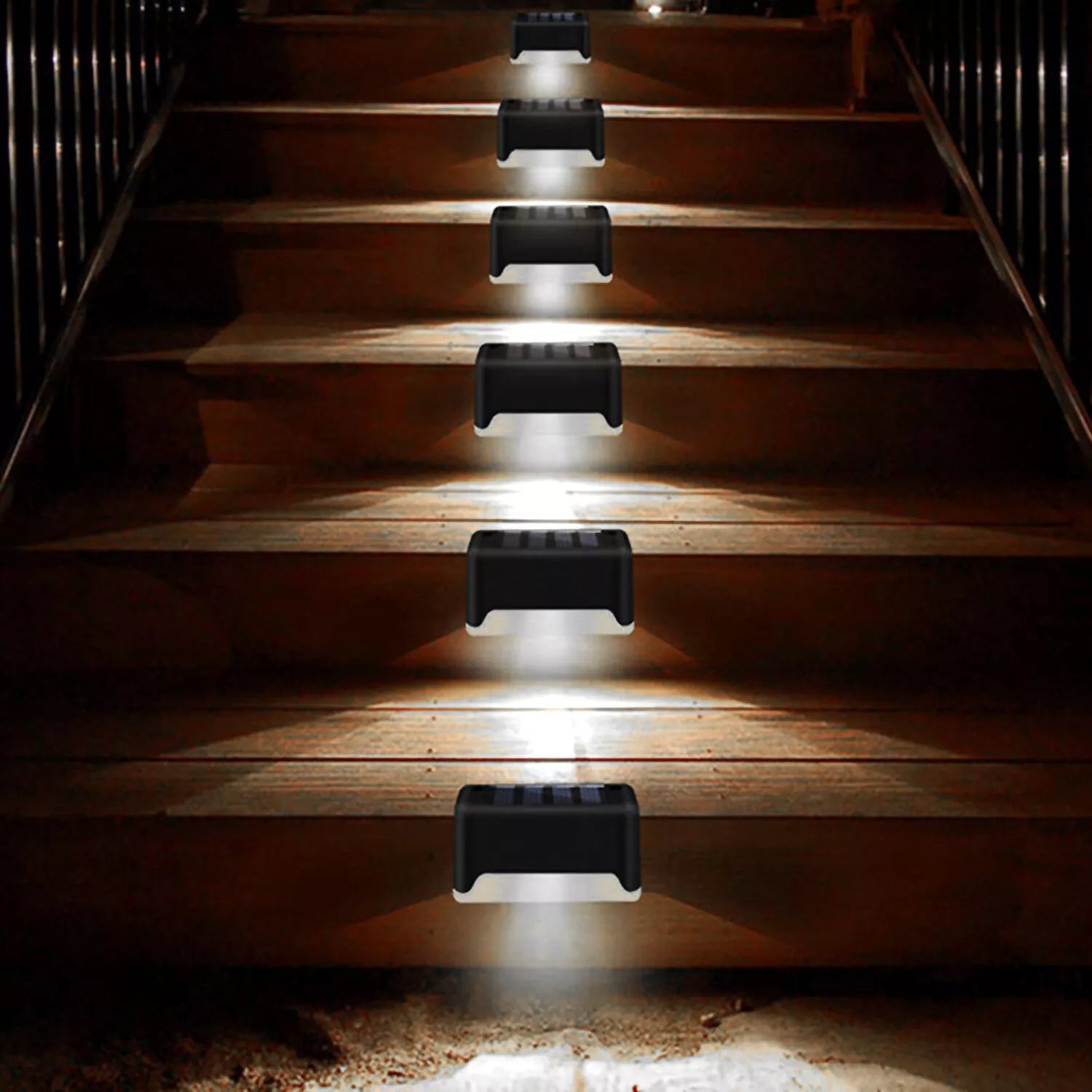 Set of 4 Solar LED Deck Lights – Outdoor Waterproof Step & Railing Lights
