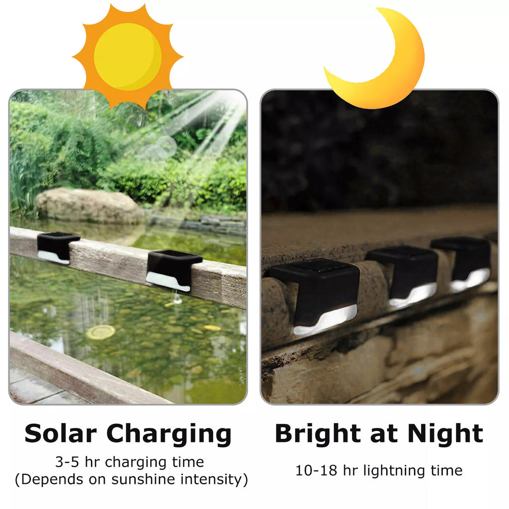 Set of 4 Solar LED Deck Lights – Outdoor Waterproof Step & Railing Lights