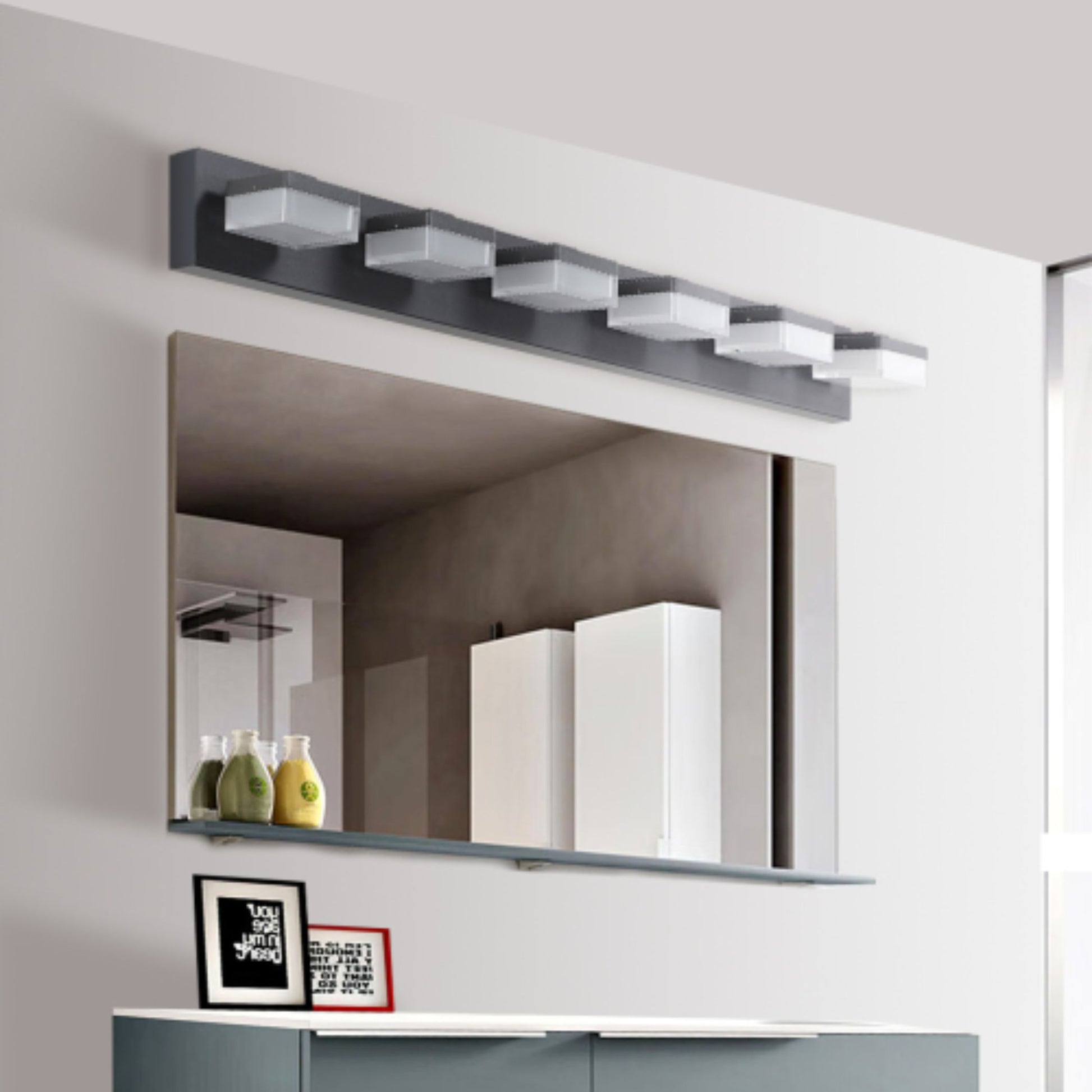 Modern 6-Light Black LED Vanity Mirror Light – Sleek Wall Fixture