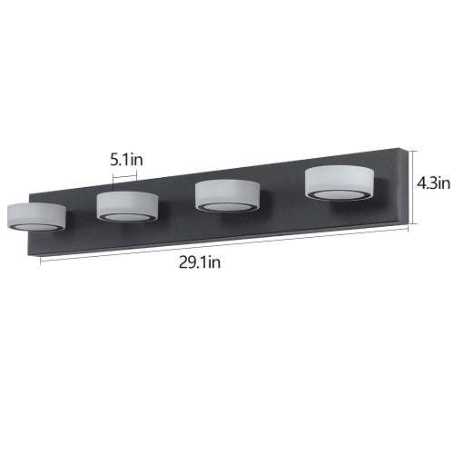 Modern 4-Light Black LED Vanity Mirror Light – Adjustable Wall Fixture