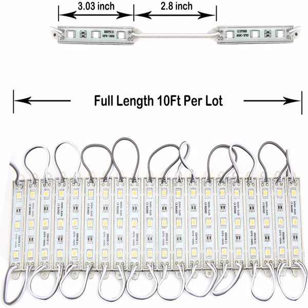 10ft LED Waterproof Module Light Strip – 60 SMD 5050 Lights for Signs & Decor