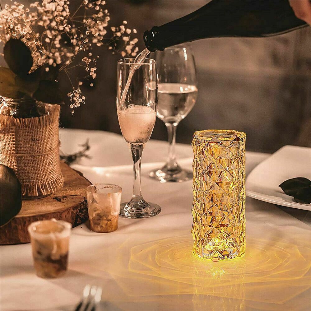 LED Crystal Table Lamp – 16-Color Rose Light with Touch & Remote Control