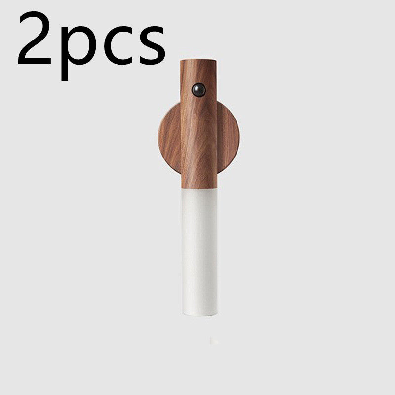Auto Motion Sensor LED Night Light – Magnetic Wood Wireless Wall Lamp