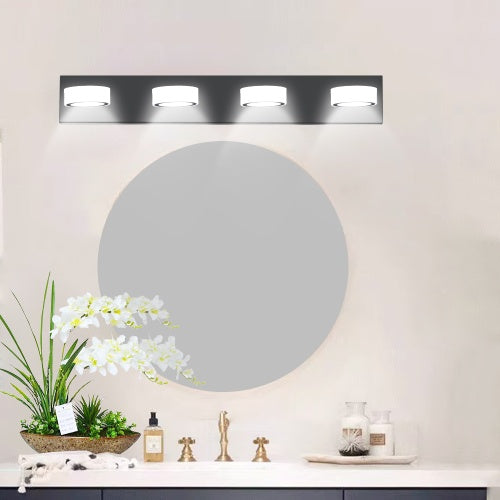 Modern 4-Light Black LED Vanity Mirror Light – Adjustable Wall Fixture