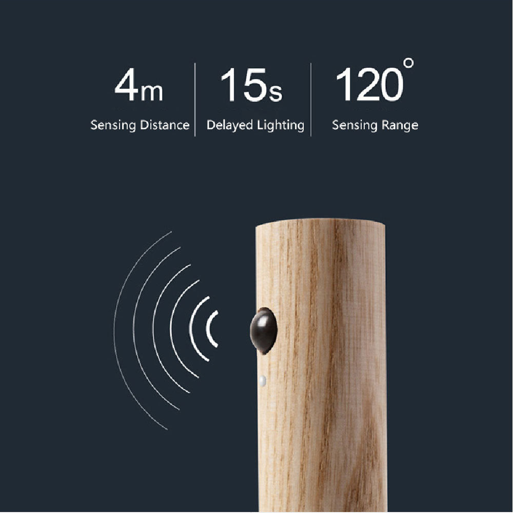 Auto Motion Sensor LED Night Light – Magnetic Wood Wireless Wall Lamp