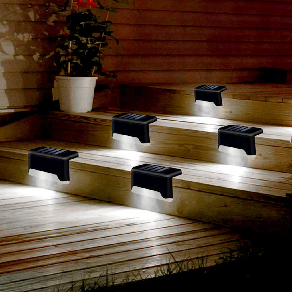Set of 4 Solar LED Deck Lights – Outdoor Waterproof Step & Railing Lights