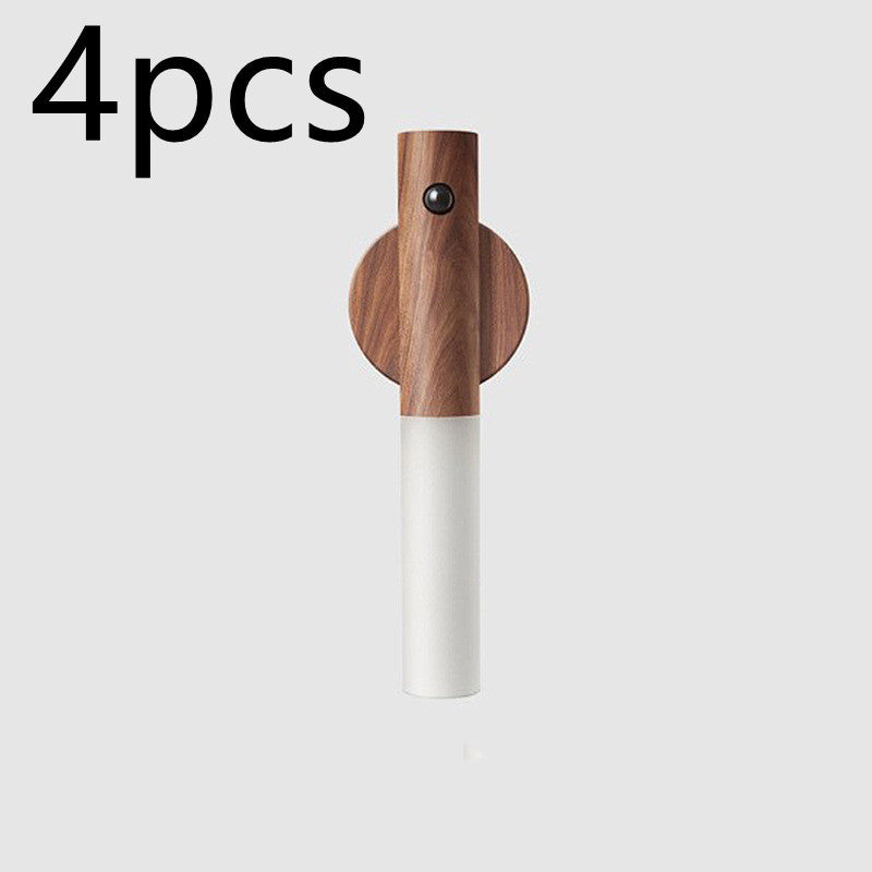 Auto Motion Sensor LED Night Light – Magnetic Wood Wireless Wall Lamp