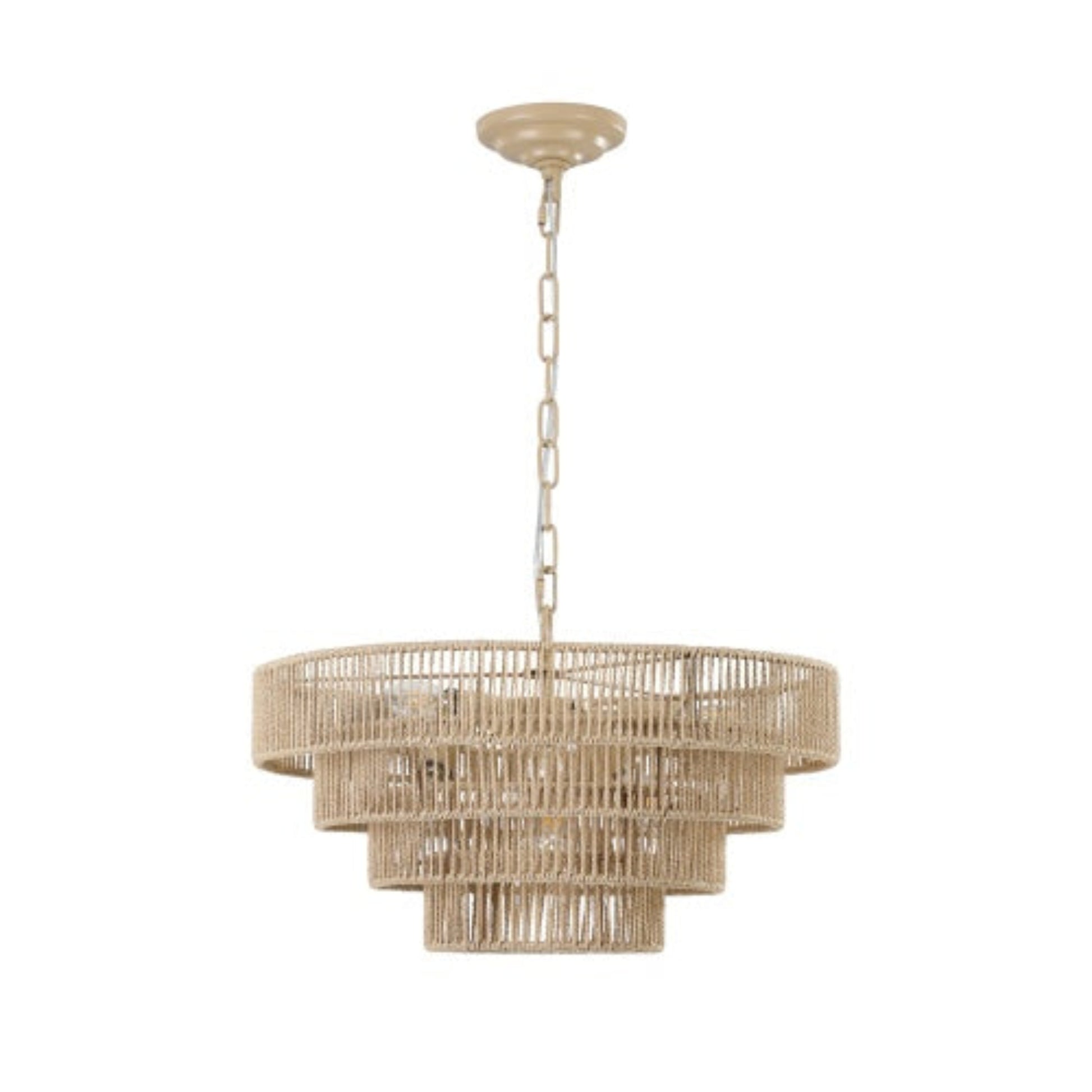 Beige chandelier with a white background