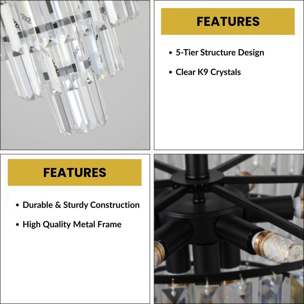 Chandelier with features highlighted on a white background