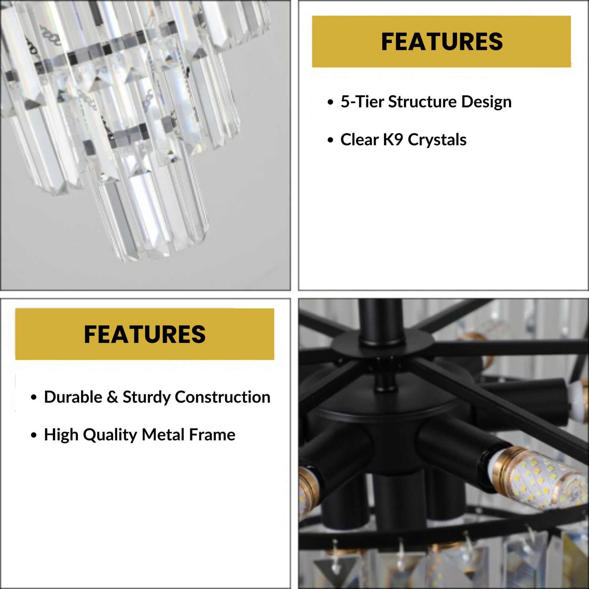 Chandelier with features highlighted on a white background