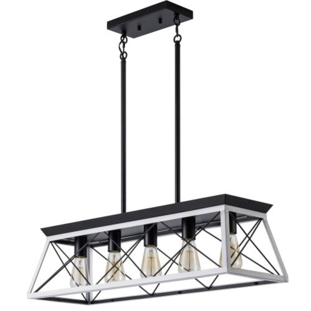 Modern black pendant light fixture on a white background