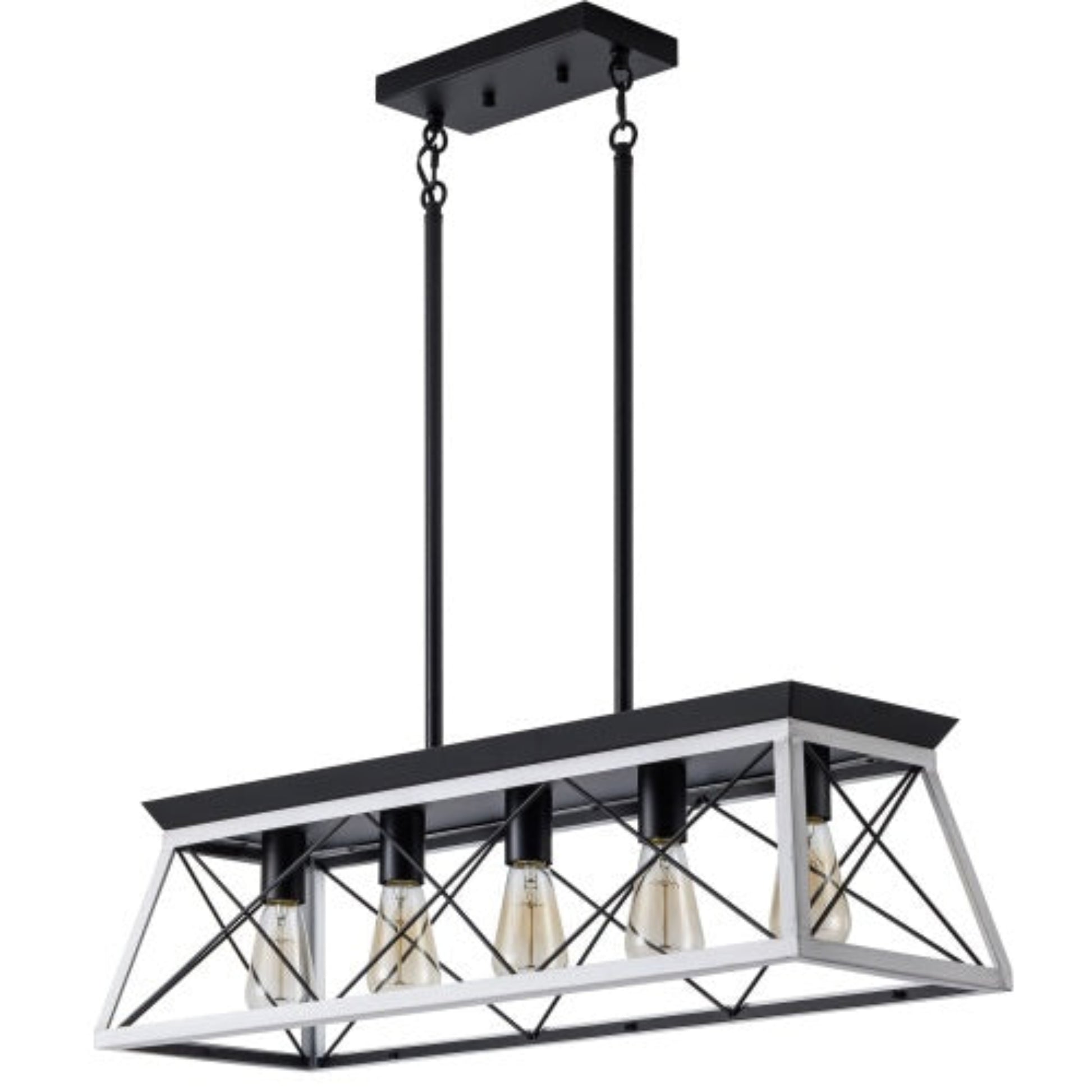 Modern black pendant light fixture on a white background