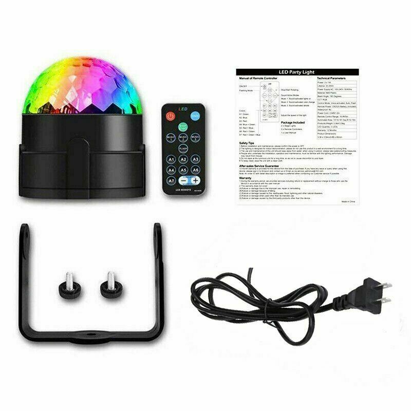Sound Activated Disco Party Light – 7-Color LED Strobe Ball with Remote Control