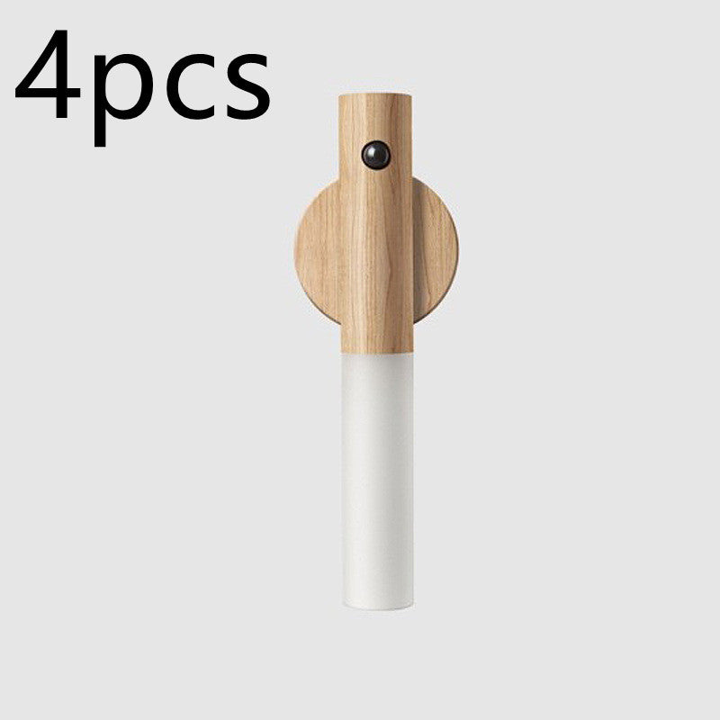 Auto Motion Sensor LED Night Light – Magnetic Wood Wireless Wall Lamp