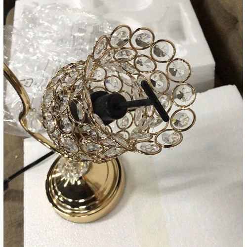 Rose Gold Floral Horn Table Lamp – Metal & Acrylic Bead Accent