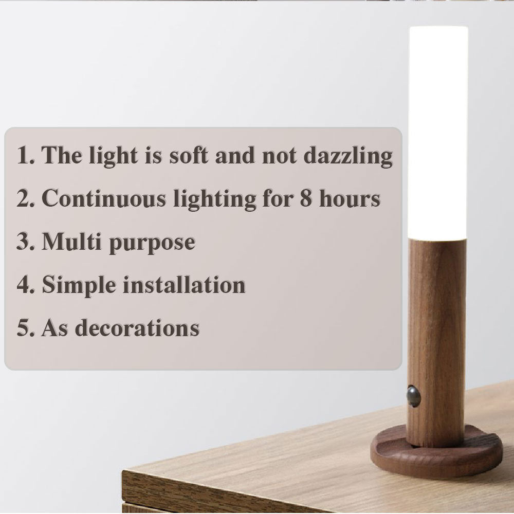 Auto Motion Sensor LED Night Light – Magnetic Wood Wireless Wall Lamp