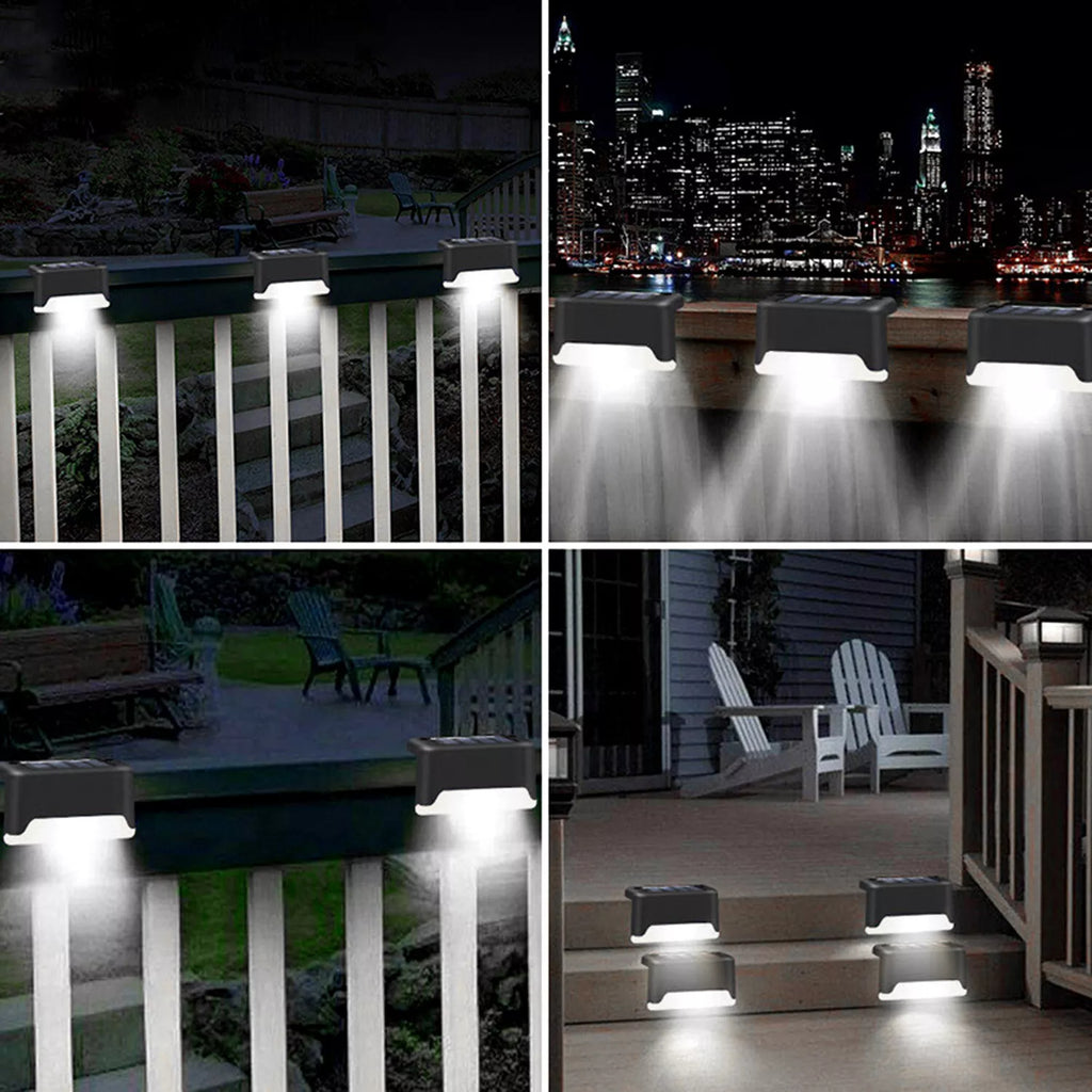 Set of 4 Solar LED Deck Lights – Outdoor Waterproof Step & Railing Lights