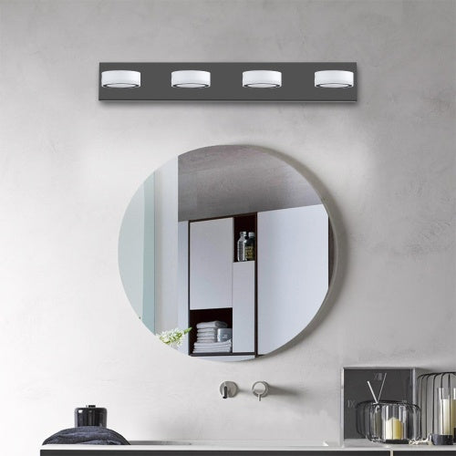 Modern 4-Light Black LED Vanity Mirror Light – Adjustable Wall Fixture
