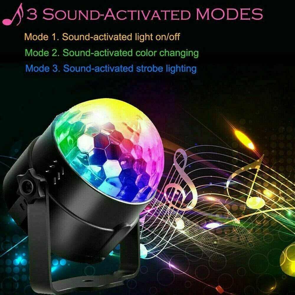 Sound Activated Disco Party Light – 7-Color LED Strobe Ball with Remote Control
