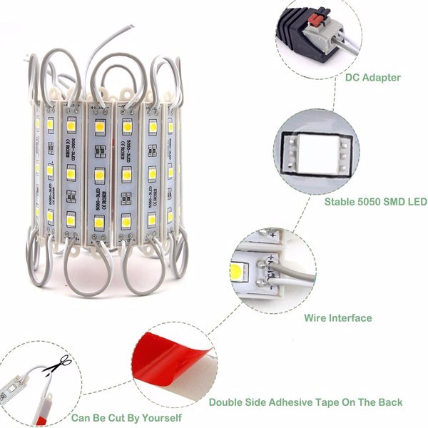 10ft LED Waterproof Module Light Strip – 60 SMD 5050 Lights for Signs & Decor