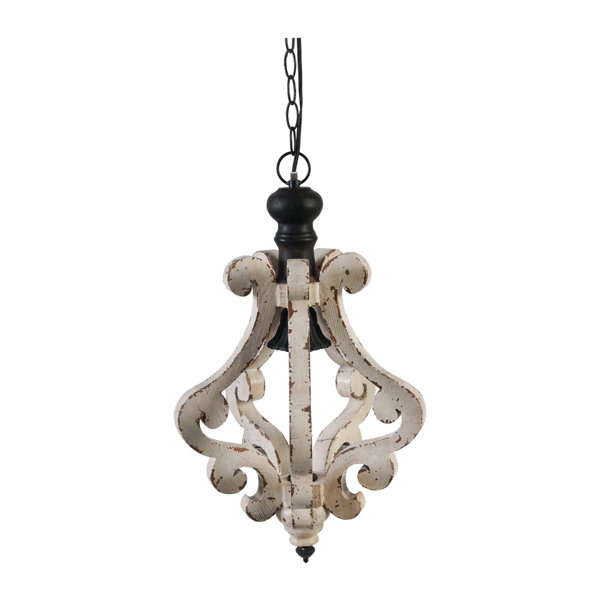 Decorative pendant light with intricate design on a white background